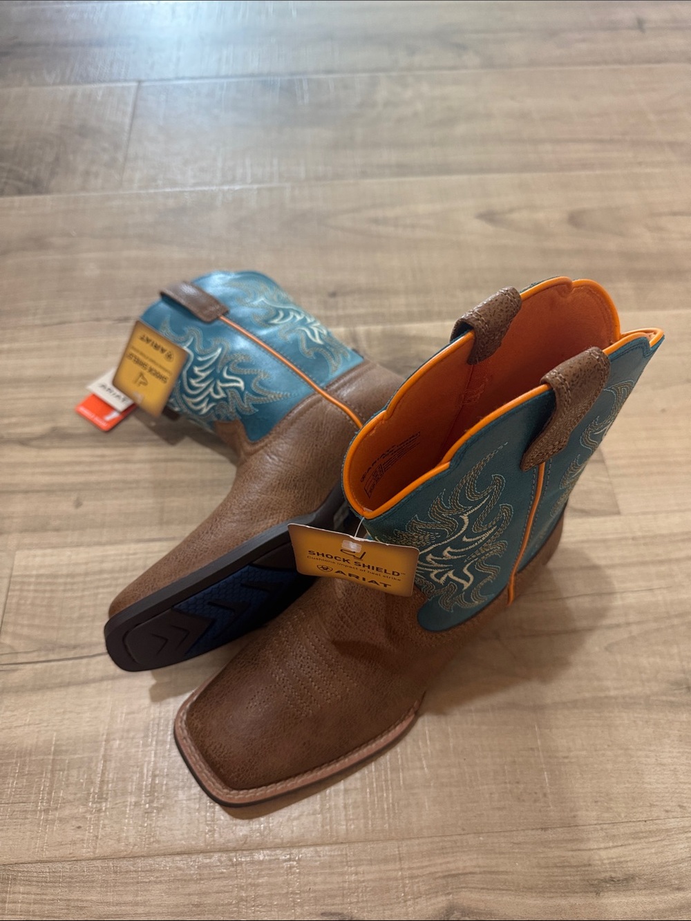 Ariat Kids Brown and Teal Western Boots